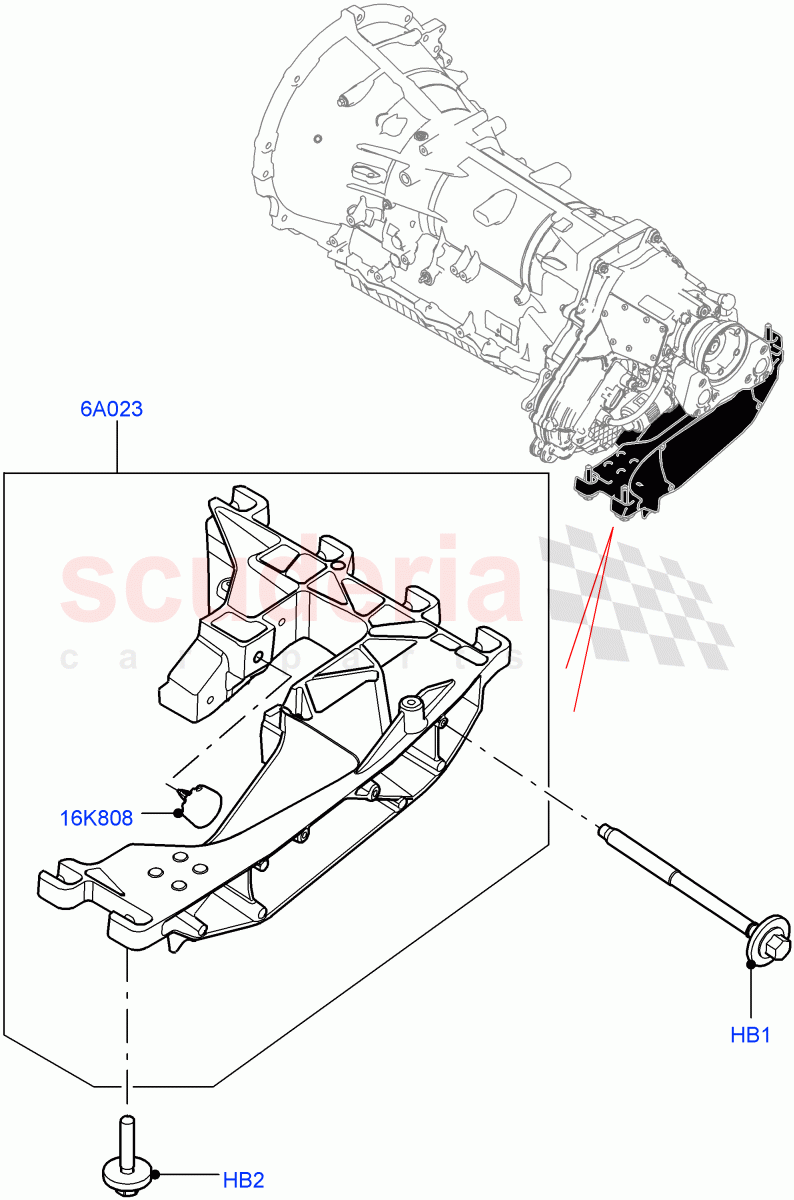 Transmission Mounting(3.0L DOHC GDI SC V6 PETROL,5.0L P AJ133 DOHC CDA S/C Enhanced) of Land Rover Land Rover Range Rover Velar (2017+) [3.0 DOHC GDI SC V6 Petrol]