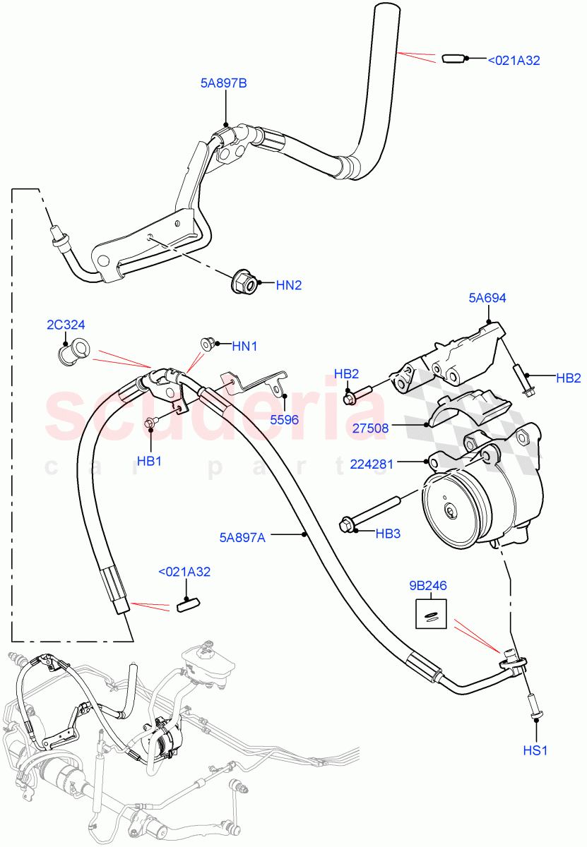 Active Anti-Roll Bar System(High Pressure Pipes, ARC Pump)(5.0 Petrol AJ133 DOHC CDA,With ACE Suspension,5.0L P AJ133 DOHC CDA S/C Enhanced)((V)FROMJA000001,(V)TOJA999999) of Land Rover Land Rover Range Rover (2012-2021) [3.0 I6 Turbo Petrol AJ20P6]