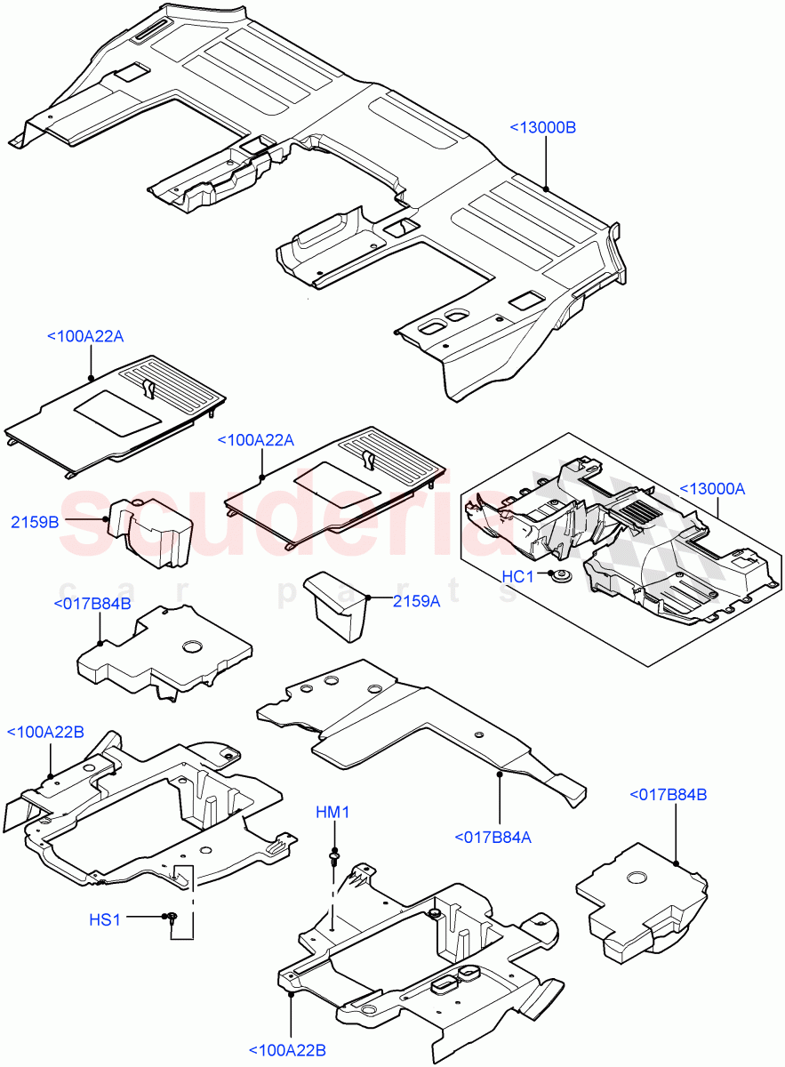 Floor Trim(Floor Carpets, Commercial)(Short Wheelbase,Version - Commercial)((V)FROMM2000001) of Land Rover Land Rover Defender (2020+) [3.0 I6 Turbo Petrol AJ20P6]