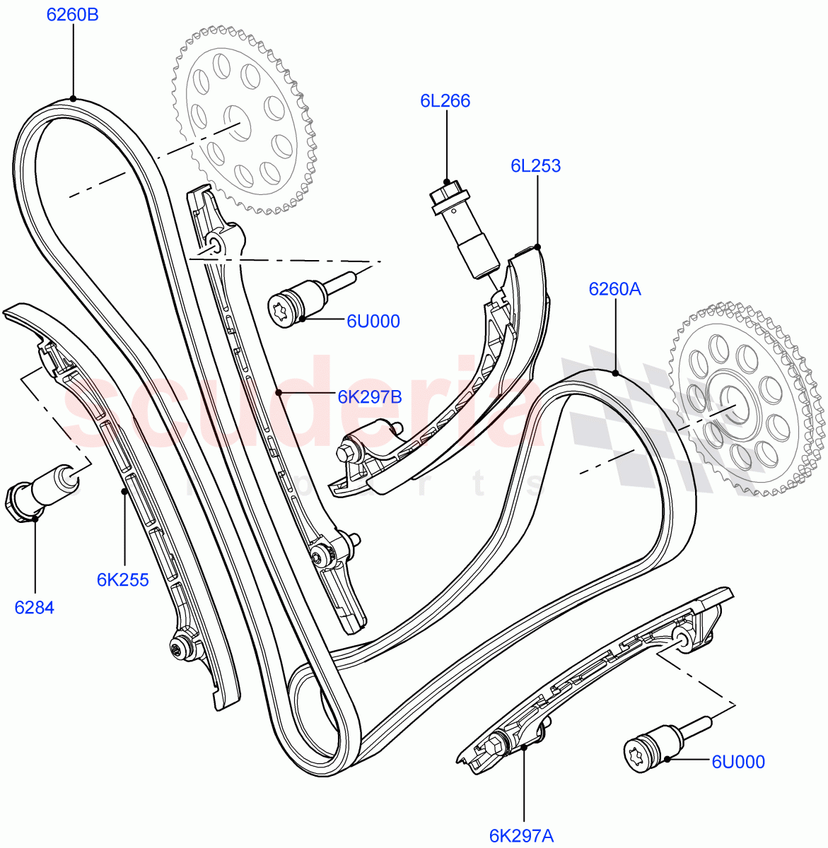 Timing Gear(Timing Chains, Tensioners)(4.4L DOHC DITC V8 Diesel)((V)FROMBA000001) of Land Rover Land Rover Range Rover (2010-2012) [4.4 DOHC Diesel V8 DITC]