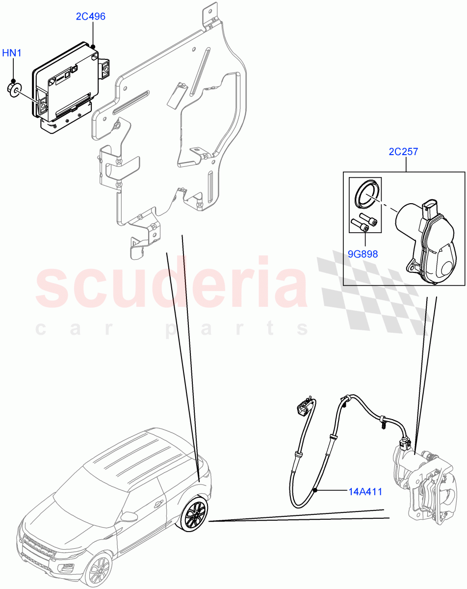 Parking Brake(Halewood (UK))((V)TOFH999999) of Land Rover Land Rover Range Rover Evoque (2012-2018) [2.0 Turbo Petrol AJ200P]