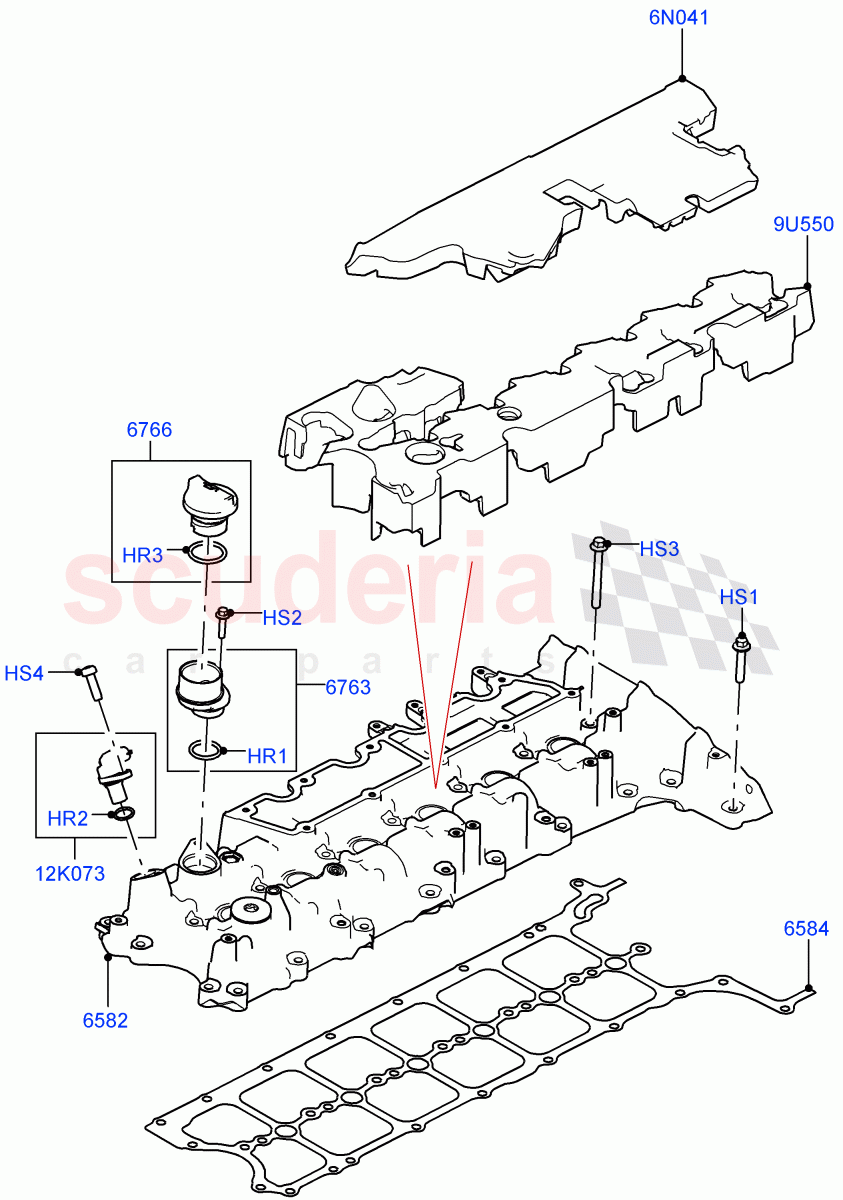 Cylinder Head Cover (Nitra Plant Build) (3.0L AJ20D6 Diesel High) ((V) FROMM2000001) of Land Rover Land Rover Discovery 5 (2017+) [3.0 I6 Turbo Diesel AJ20D6]