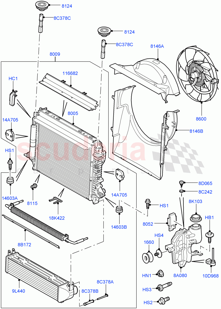 Radiator/Coolant Overflow Container(Lion Diesel 2.7 V6 (140KW))((V)TO9A999999) of Land Rover Land Rover Range Rover Sport (2005-2009) [2.7 Diesel V6]