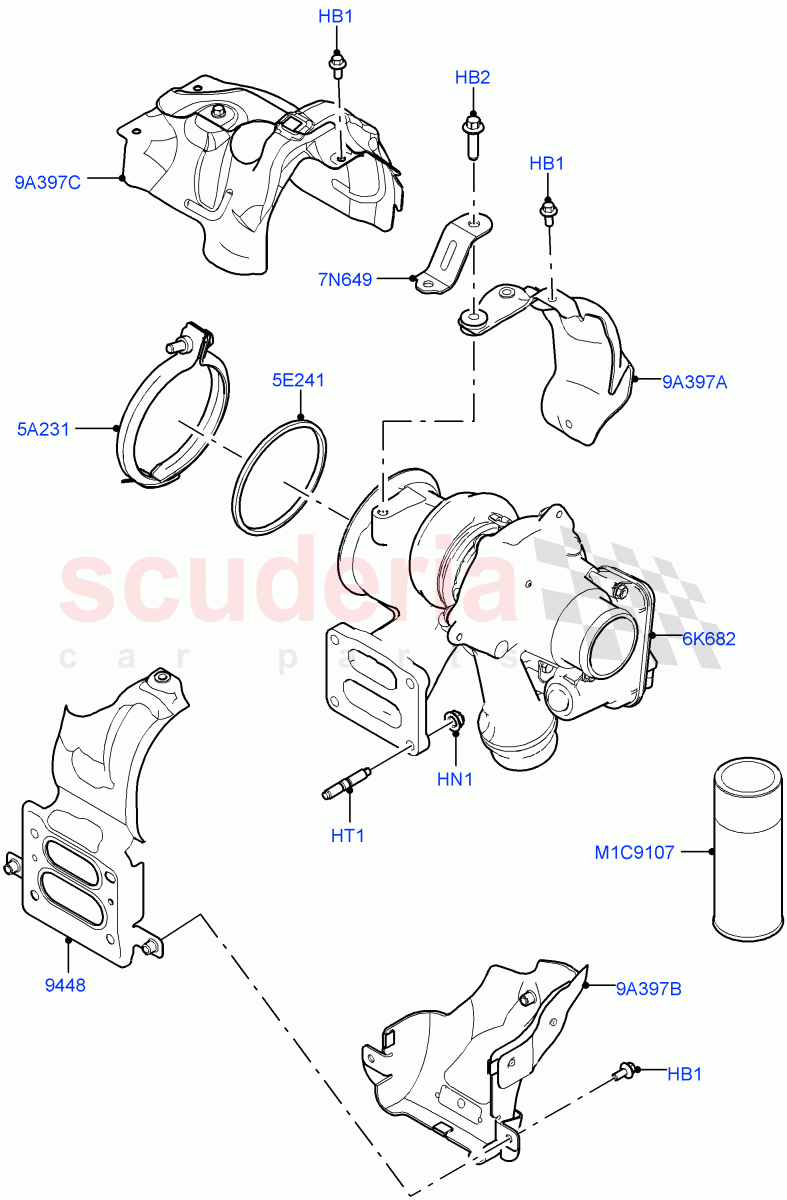 Turbocharger(2.0L AJ20P4 Petrol E100 PTA,Itatiaia (Brazil),2.0L AJ20P4 Petrol Mid PTA,2.0L AJ20P4 Petrol High PTA) of Land Rover Land Rover Range Rover Evoque (2019+) [2.0 Turbo Petrol AJ200P]