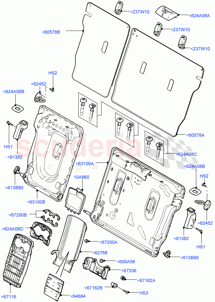 Rear Seat Back(Halewood (UK),With 60/40 Split - Folding Rr Seat,2nd Row Seat 60/40 (3 P) - Folding) of Land Rover Land Rover Range Rover Evoque (2012-2018) [2.0 Turbo Petrol AJ200P]