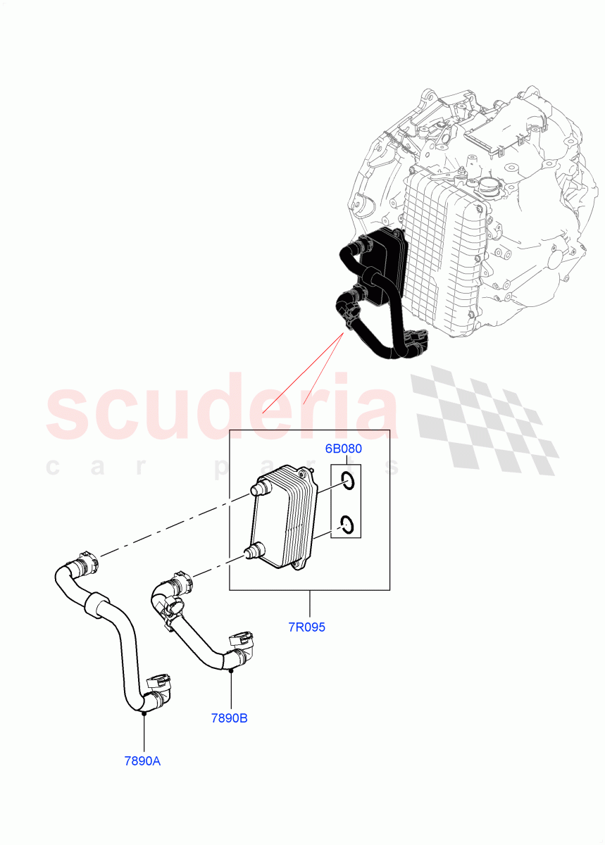 Transmission Cooling Systems (2.0L AJ20P4 Petrol Mid PTA, 9 Speed Auto Trans 9HP50, Halewood (UK), Active Tranmission Warming, 2.0L AJ20P4 Petrol High PTA) of Land Rover Land Rover Range Rover Evoque (2019+) [1.5 I3 Turbo Petrol AJ20P3]