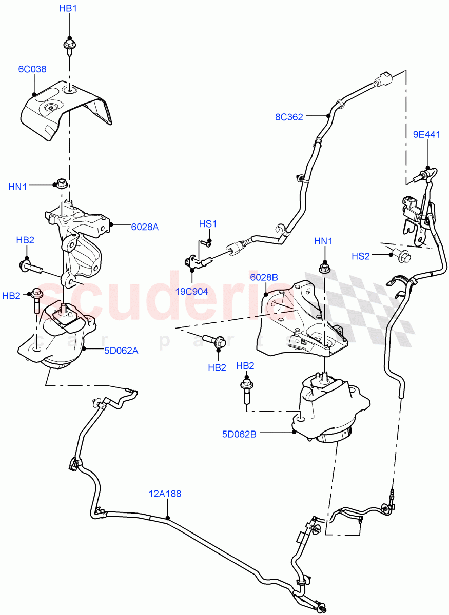 Engine Mounting (2.0L AJ200P Hi PHEV) ((V) FROMMA000001) of Land Rover Land Rover Range Rover Velar (2017+) [2.0 Turbo Petrol AJ200P]