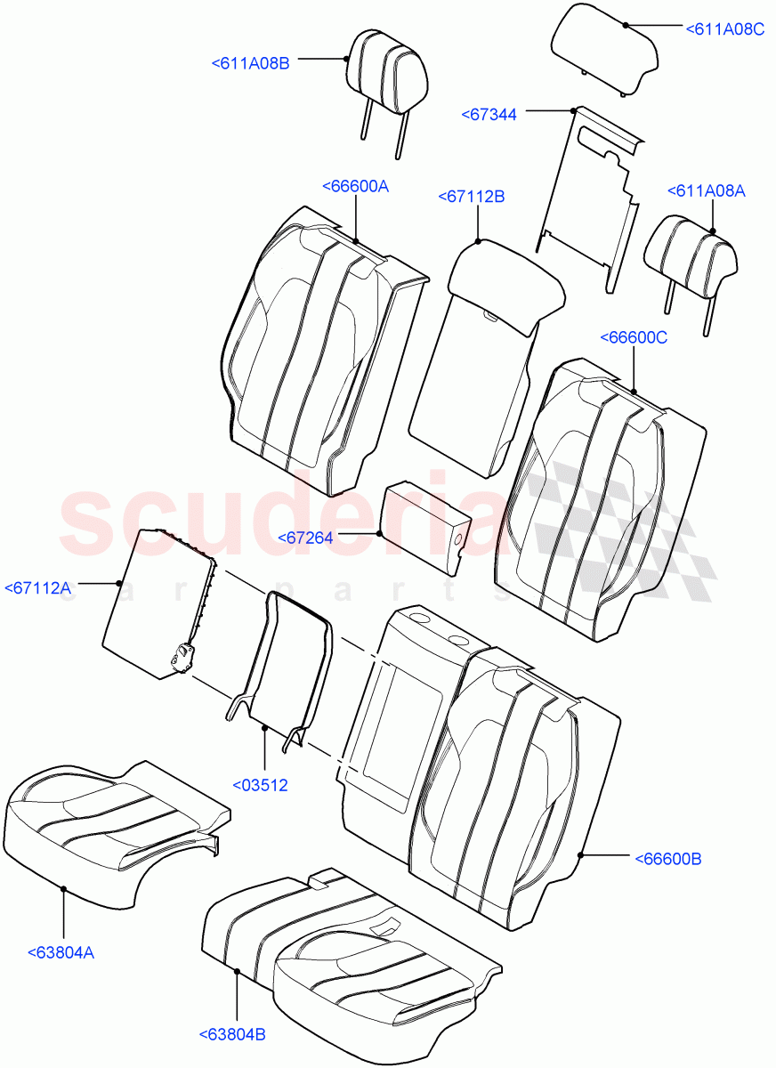 Rear Seat Covers(Windsor Leather Perforated,Non SVR)((V)FROMEA396203,(V)TOHA999999) of Land Rover Land Rover Range Rover Sport (2014+) [4.4 DOHC Diesel V8 DITC]