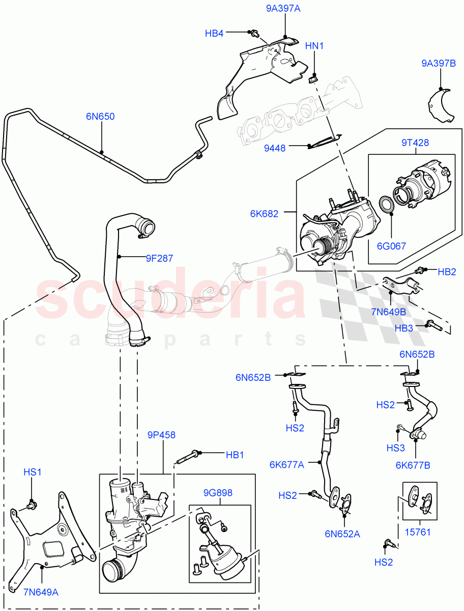 Turbocharger (RH Side - Secondary) (3.0 V6 Diesel) ((V) FROMAA000001) of Land Rover Land Rover Range Rover Sport (2010-2013) [3.0 Diesel 24V DOHC TC]