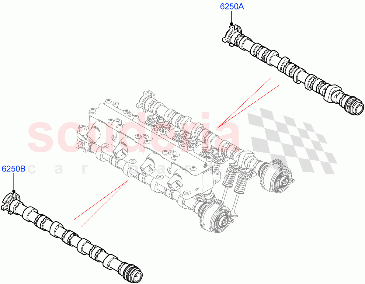 Camshaft (2.0L I4 Mid AJ200 Petrol E100, Itatiaia (Brazil), 2.0L I4 Mid DOHC AJ200 Petrol) ((V) FROMJT000001) of Land Rover Land Rover Range Rover Evoque (2012-2018) [2.0 Turbo Petrol AJ200P]