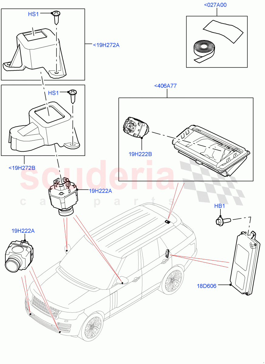 Camera Equipment(Surround Camera System)((V)FROMEA000001,(V)TOFA999999) of Land Rover Land Rover Range Rover (2012-2021) [5.0 OHC SGDI SC V8 Petrol]