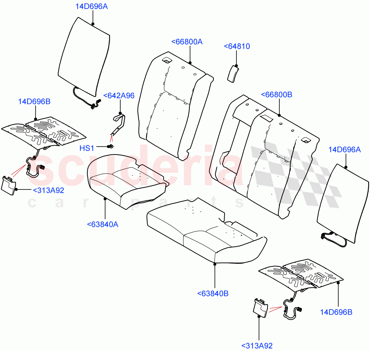 Rear Seat Pads/Valances & Heating(Halewood (UK),With 60/40 Split - Folding Rr Seat)((V)FROMPH000001) of Land Rover Land Rover Discovery Sport (2015+) [2.0 Turbo Diesel]