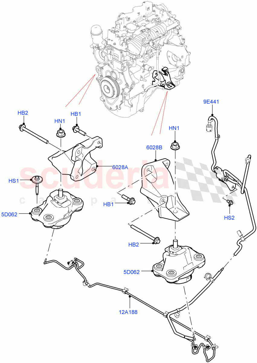 Engine Mounting (Nitra Plant Build) (2.0L I4 DSL HIGH DOHC AJ200) of Land Rover Land Rover Defender (2020+) [2.0 Turbo Diesel]