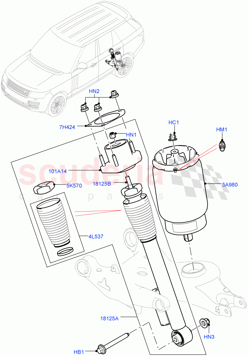 Rear Springs And Shock Absorbers of Land Rover Land Rover Range Rover (2012-2021) [3.0 I6 Turbo Diesel AJ20D6]