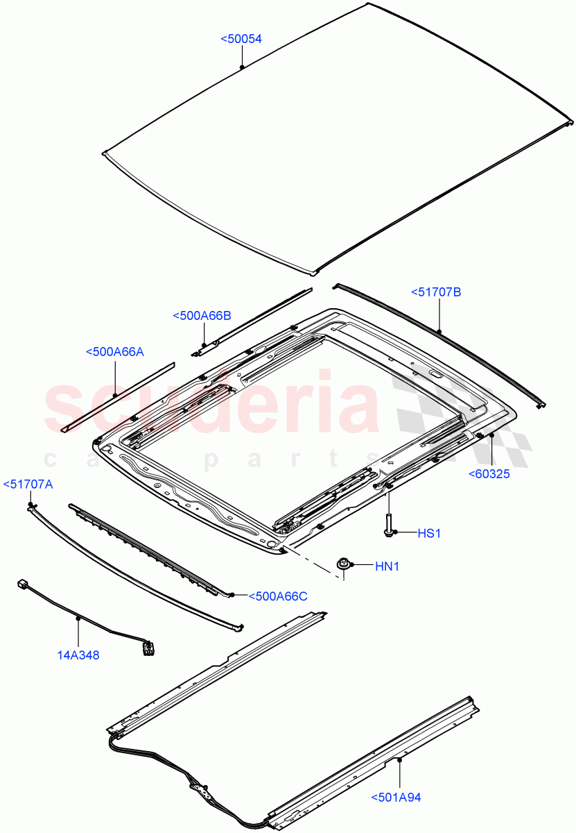 Sliding Roof Mechanism And Controls (Sunroof Frame) (With Roof Conversion-Panorama Roof) ((V) FROMFA000001) of Land Rover Land Rover Range Rover Sport (2014+) [3.0 I6 Turbo Petrol AJ20P6]