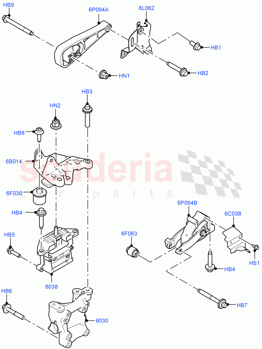 Engine Mounting(2.0L AJ20P4 Petrol Mid PTA,Changsu (China),2.0L AJ20P4 Petrol High PTA,2.0L AJ20P4 Petrol E100 PTA) of Land Rover Land Rover Range Rover Evoque (2019+) [2.0 Turbo Diesel AJ21D4]