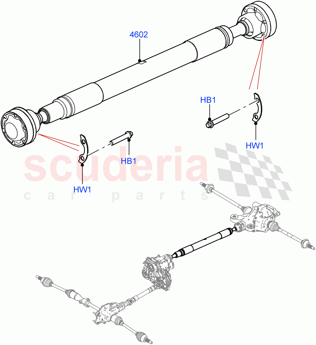 Drive Shaft - Rear Axle Drive(Propshaft)(Short Wheelbase)((V)TOL2999999) of Land Rover Land Rover Defender (2020+) [3.0 I6 Turbo Petrol AJ20P6]