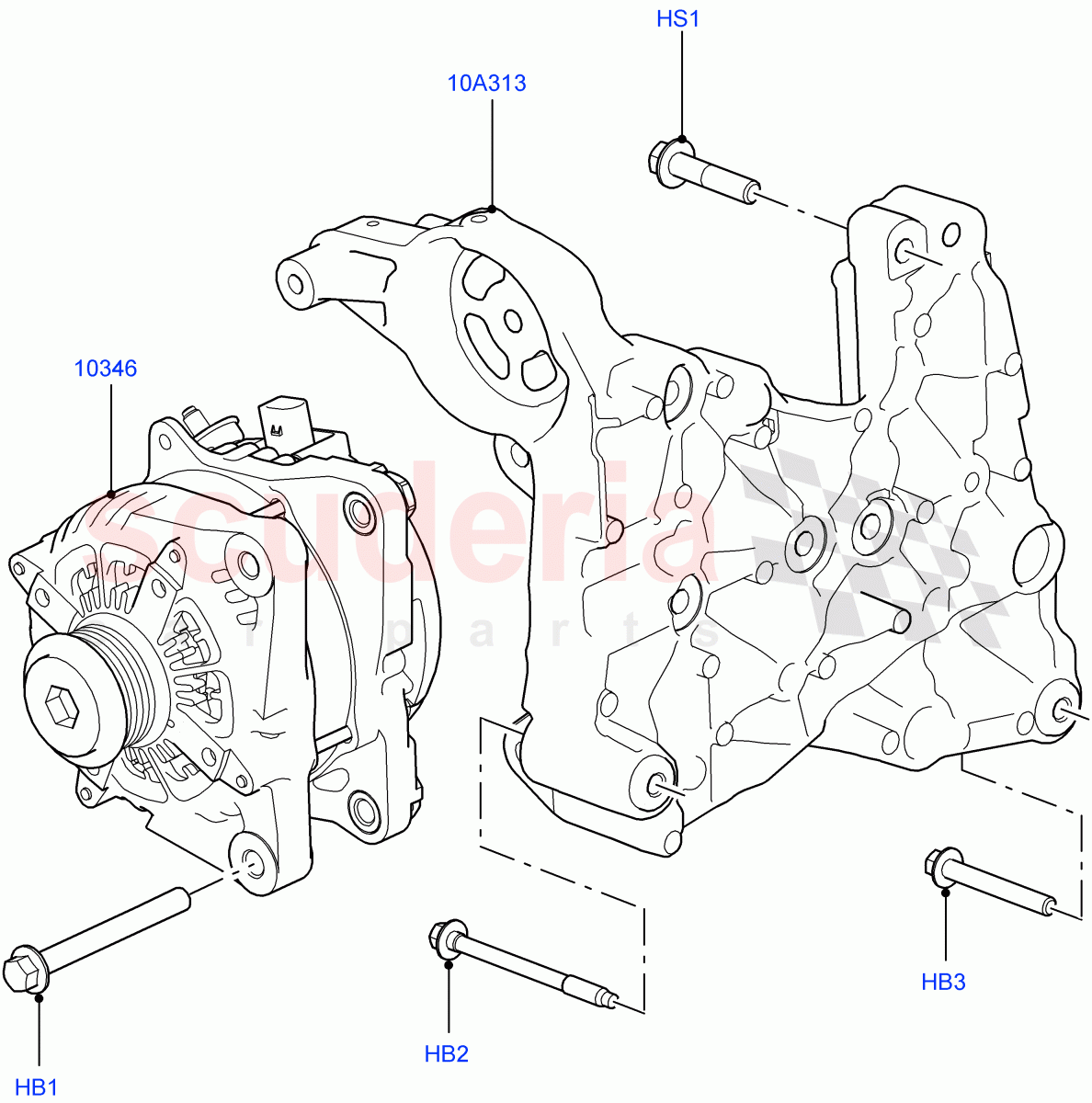 Alternator And Mountings(2.0L 16V TIVCT T/C 240PS Petrol)((V)FROMFA000001) of Land Rover Land Rover Range Rover (2012-2021) [2.0 Turbo Petrol GTDI]