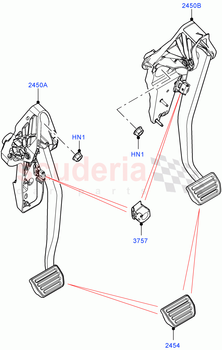 Brake And Clutch Controls(8 Speed Automatic Trans 8G30,Halewood (UK))((V)FROMLH000001) of Land Rover Land Rover Discovery Sport (2015+) [1.5 I3 Turbo Petrol AJ20P3]