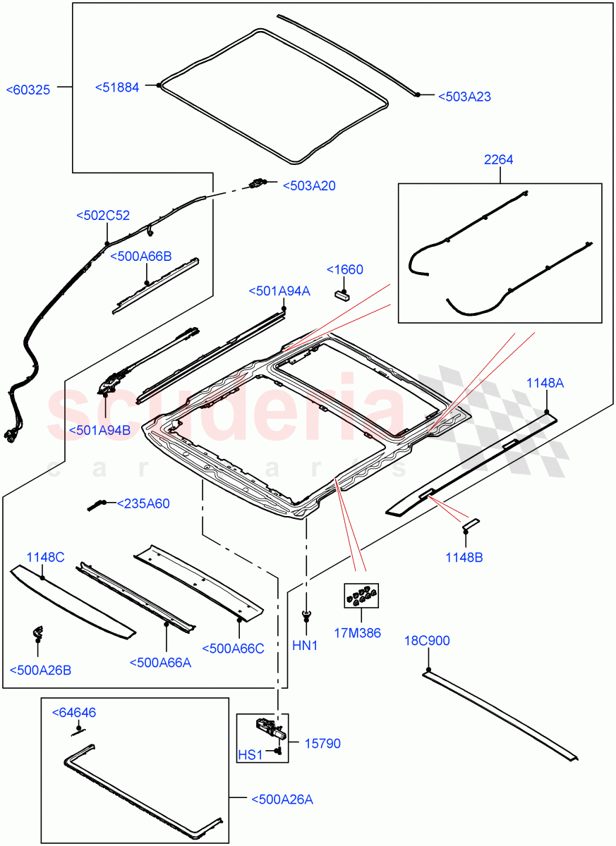 Sliding Roof Mechanism And Controls(Sunroof Frame)(With Roof Conversion-Panorama Power) of Land Rover Land Rover Range Rover (2022+) [4.4 V8 Turbo Petrol NC10]