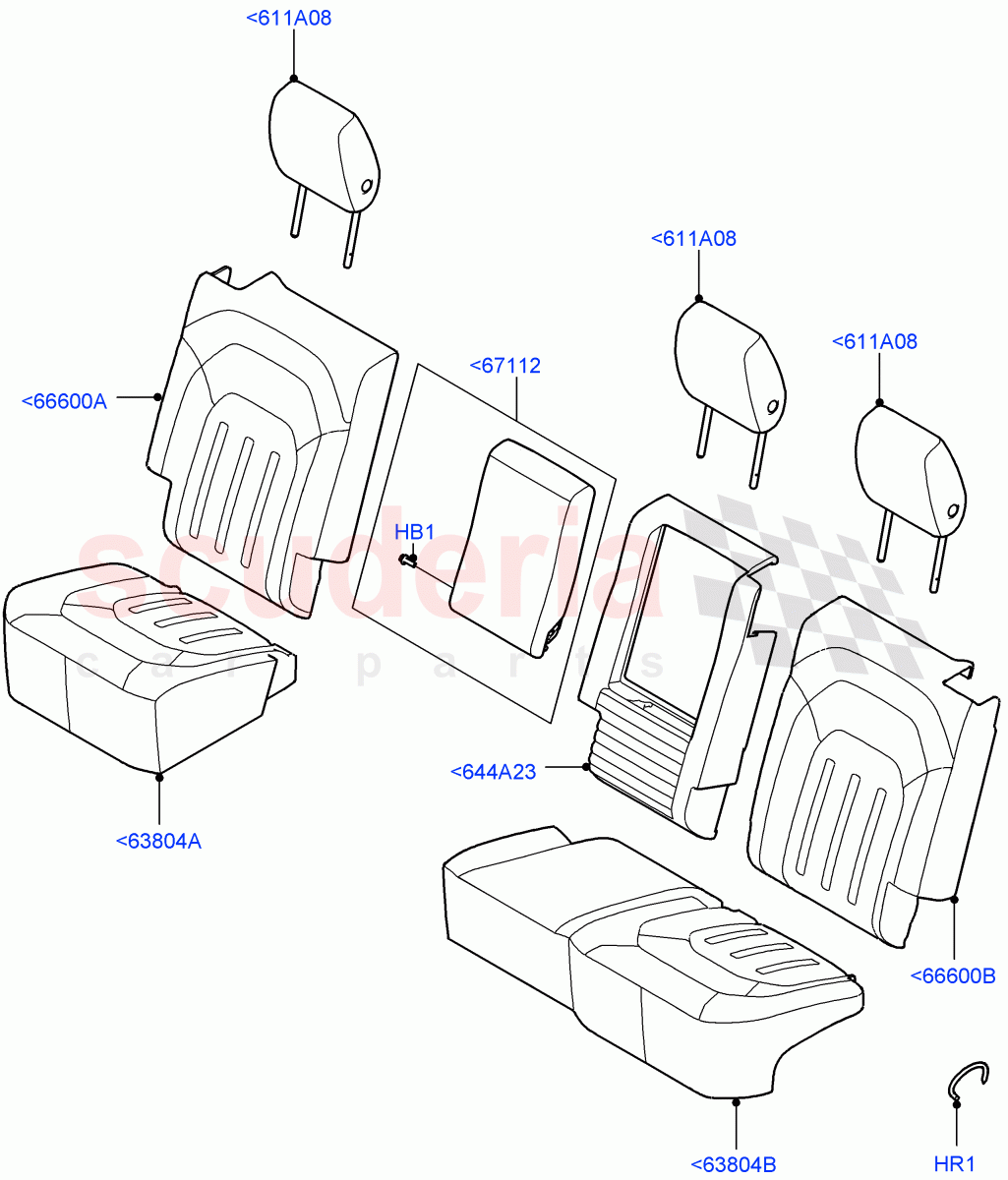 Rear Seat Covers(Standard Wheelbase,Windsor Perforated/Geotex/Windsor,60/40 Load Through With Slide)((V)FROMM2000001) of Land Rover Land Rover Defender (2020+) [5.0 OHC SGDI SC V8 Petrol]