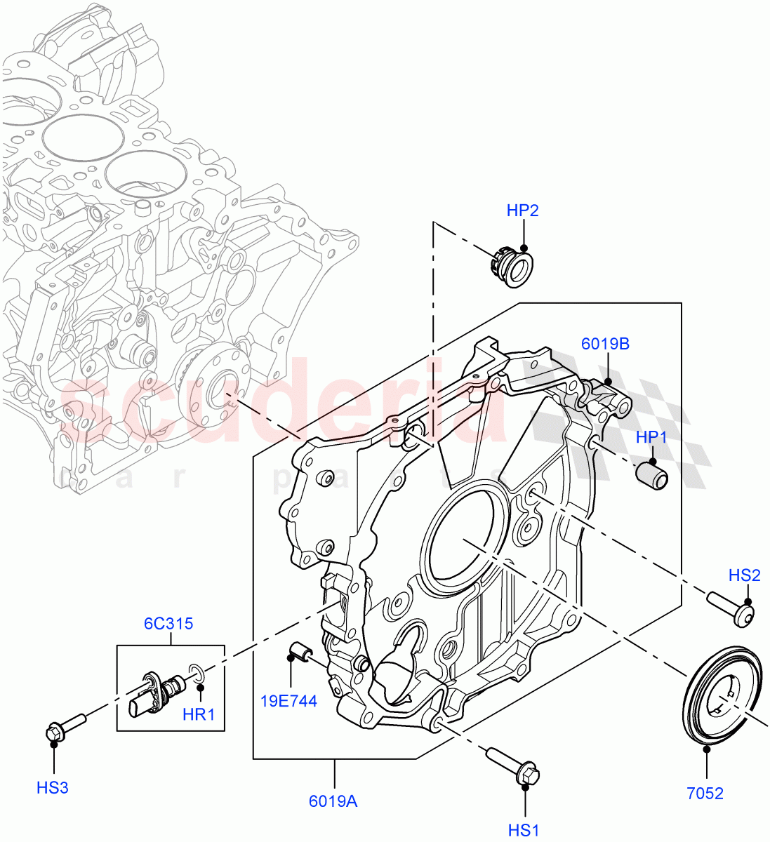 Timing Gear Covers(1.5L AJ20P3 Petrol High PHEV,Halewood (UK),1.5L AJ20P3 Petrol High)((V)FROMLH000001) of Land Rover Land Rover Discovery Sport (2015+) [1.5 I3 Turbo Petrol AJ20P3]