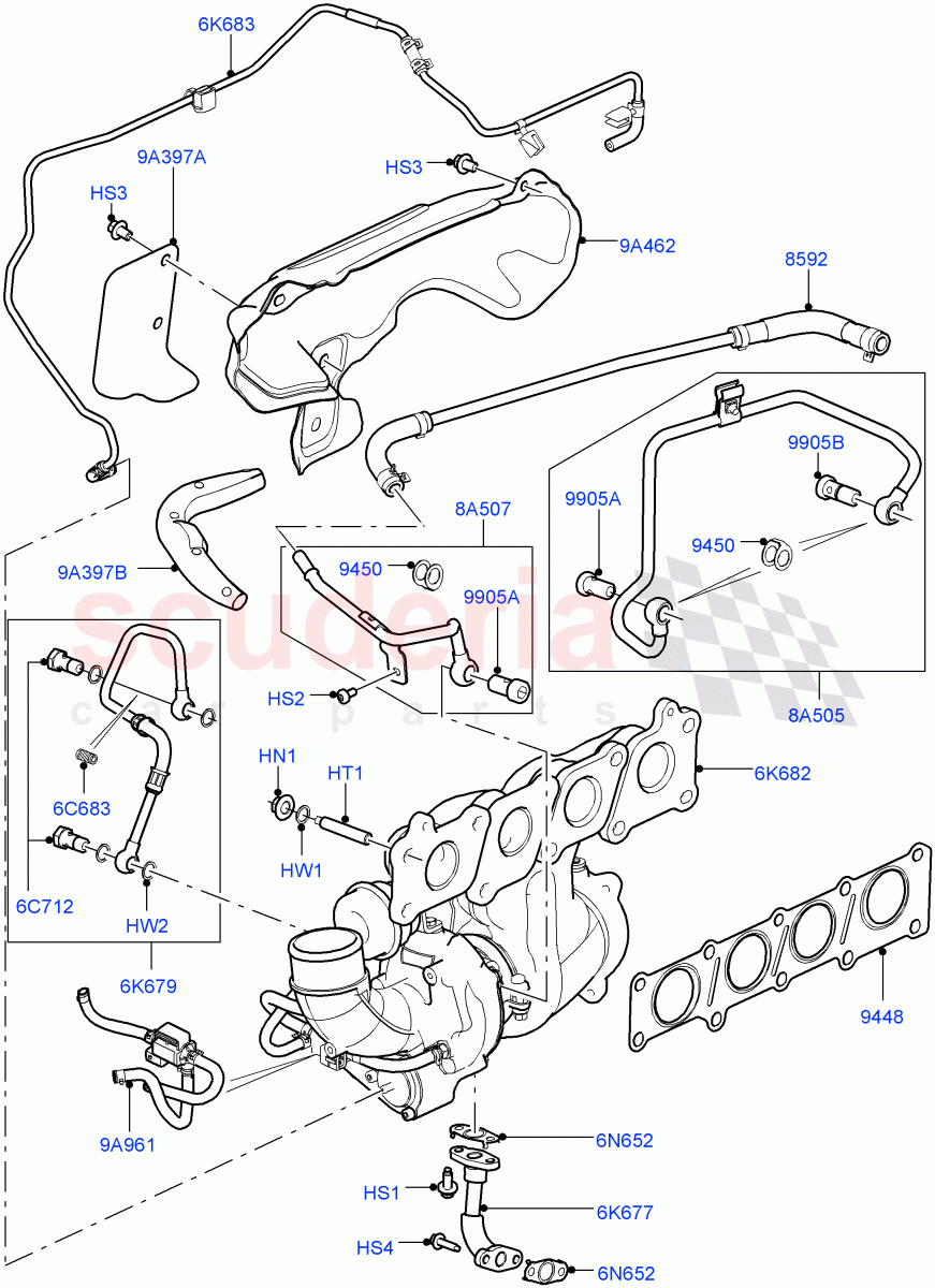 Turbocharger(2.0L 16V TIVCT T/C 240PS Petrol) of Land Rover Land Rover Range Rover (2012-2021) [2.0 Turbo Petrol GTDI]