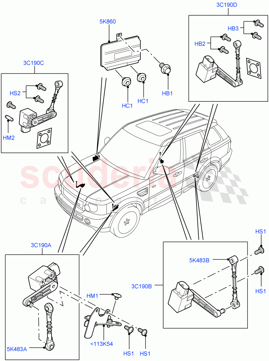 Air Suspension Controls/Electrics((V)TO9A999999) of Land Rover Land Rover Range Rover Sport (2005-2009) [4.4 AJ Petrol V8]