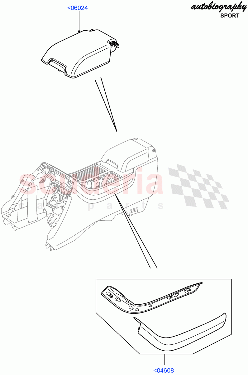 Console - Floor(External Components, For Stowage Boxes And Lids, For Carrier Assy)(Autobiography Sales Badge)((V)FROMAA000001) of Land Rover Land Rover Range Rover Sport (2010-2013) [3.6 V8 32V DOHC EFI Diesel]