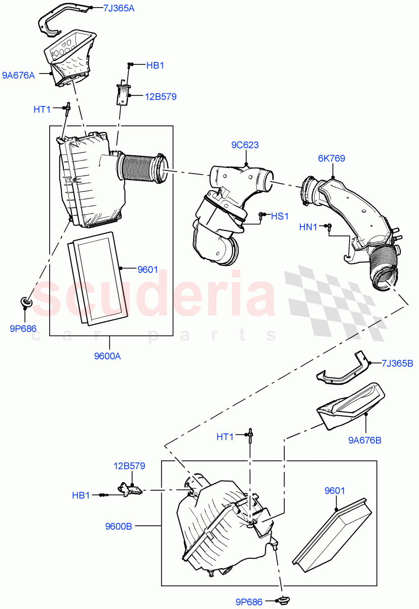 Air Cleaner(3.0L AJ20P6 Petrol High,3.0L AJ20P6 Petrol PHEV) of Land Rover Land Rover Range Rover (2022+) [3.0 I6 Turbo Petrol AJ20P6]