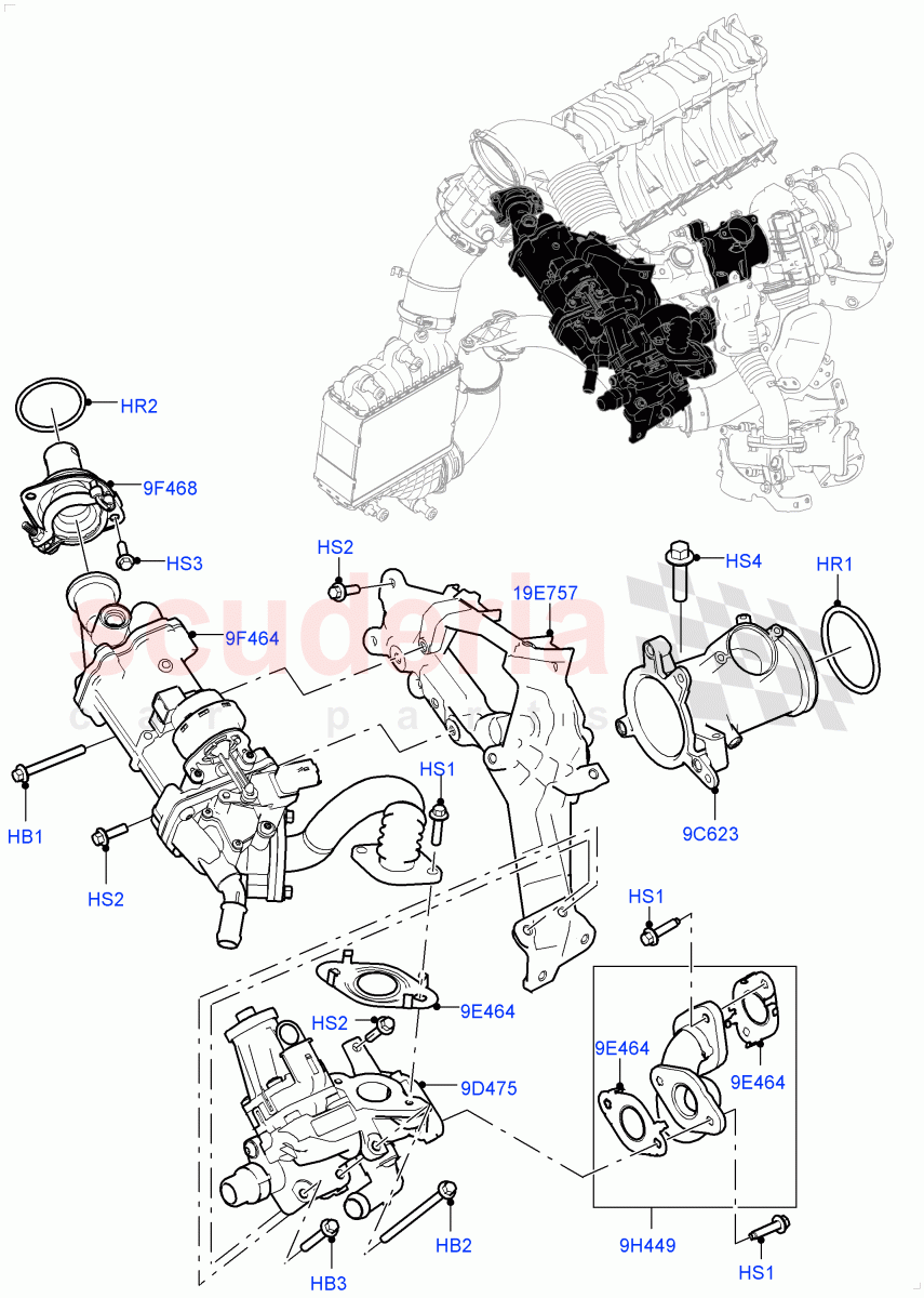 Exhaust Gas Recirculation (2.0L I4 DSL MID DOHC AJ200, Euro Stage 4 Emissions, LEV 160, 2.0L I4 DSL HIGH DOHC AJ200) ((V) FROMHH000001) of Land Rover Land Rover Discovery Sport (2015+) [2.0 Turbo Diesel]