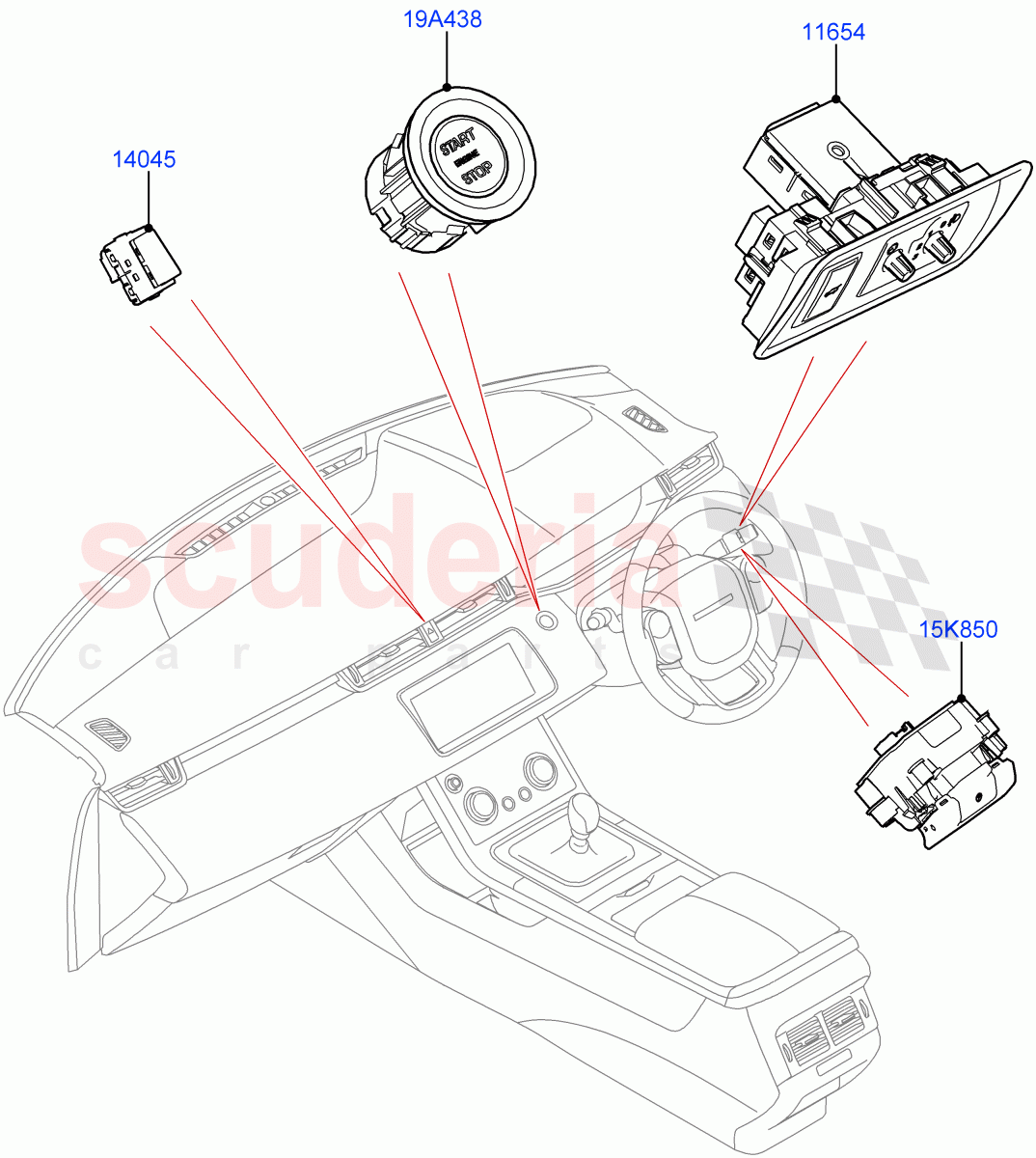 Switches (Facia And Console) (Itatiaia (Brazil)) of Land Rover Land Rover Range Rover Evoque (2019+) [2.0 Turbo Diesel AJ21D4]