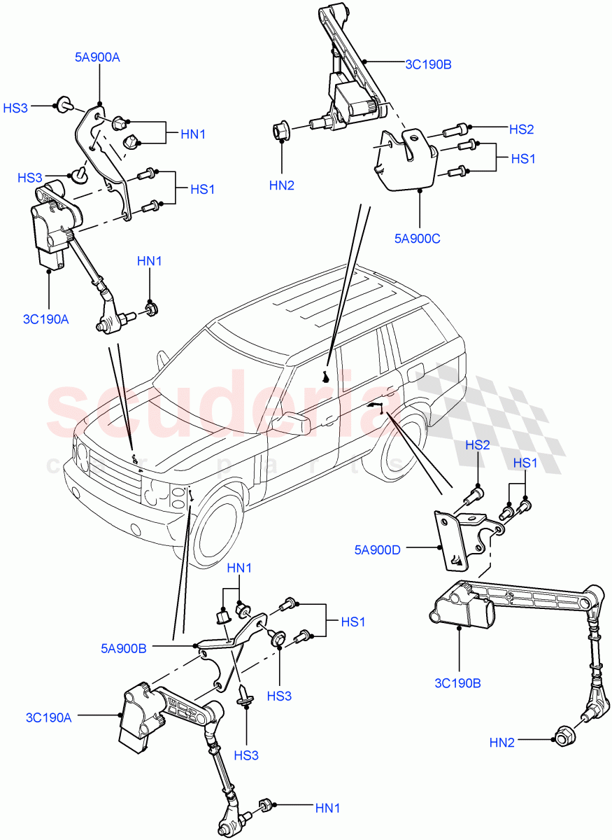 Air Suspension Controls/Electrics((V)FROMAA000001) of Land Rover Land Rover Range Rover (2010-2012) [5.0 OHC SGDI NA V8 Petrol]