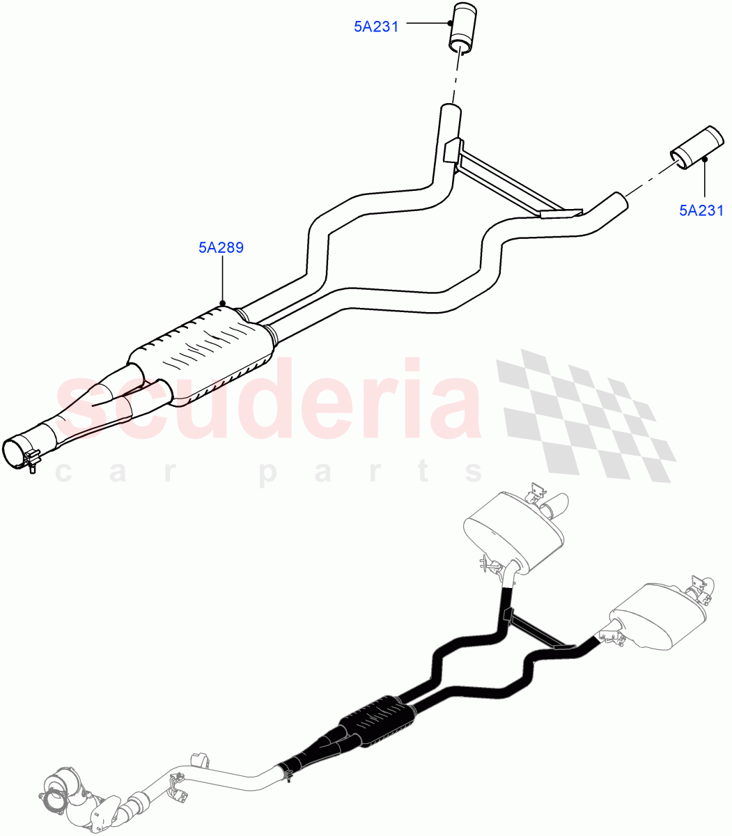 Exhaust System (Middle Section) (2.0L 16V TIVCT T/C 240PS Petrol) of Land Rover Land Rover Range Rover Sport (2014+) [2.0 Turbo Petrol GTDI]
