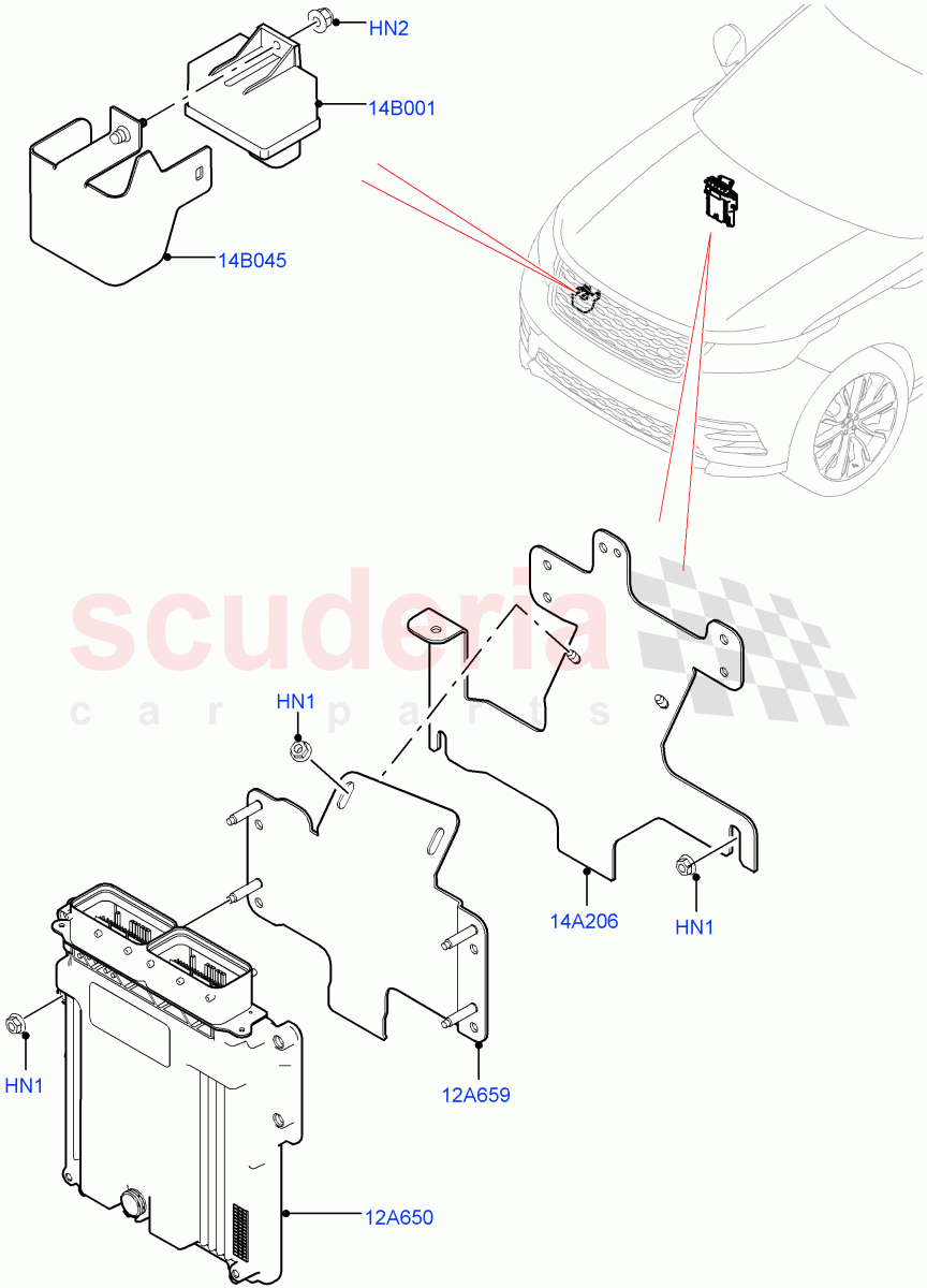 Engine Modules And Sensors (3.0 V6 Diesel, LHD) of Land Rover Land Rover Range Rover Velar (2017+) [3.0 Diesel 24V DOHC TC]