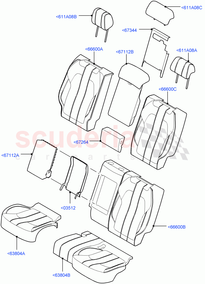 Rear Seat Covers(Extended Windsor,Non SVR)((V)FROMEA396203,(V)TOHA999999) of Land Rover Land Rover Range Rover Sport (2014+) [3.0 I6 Turbo Petrol AJ20P6]