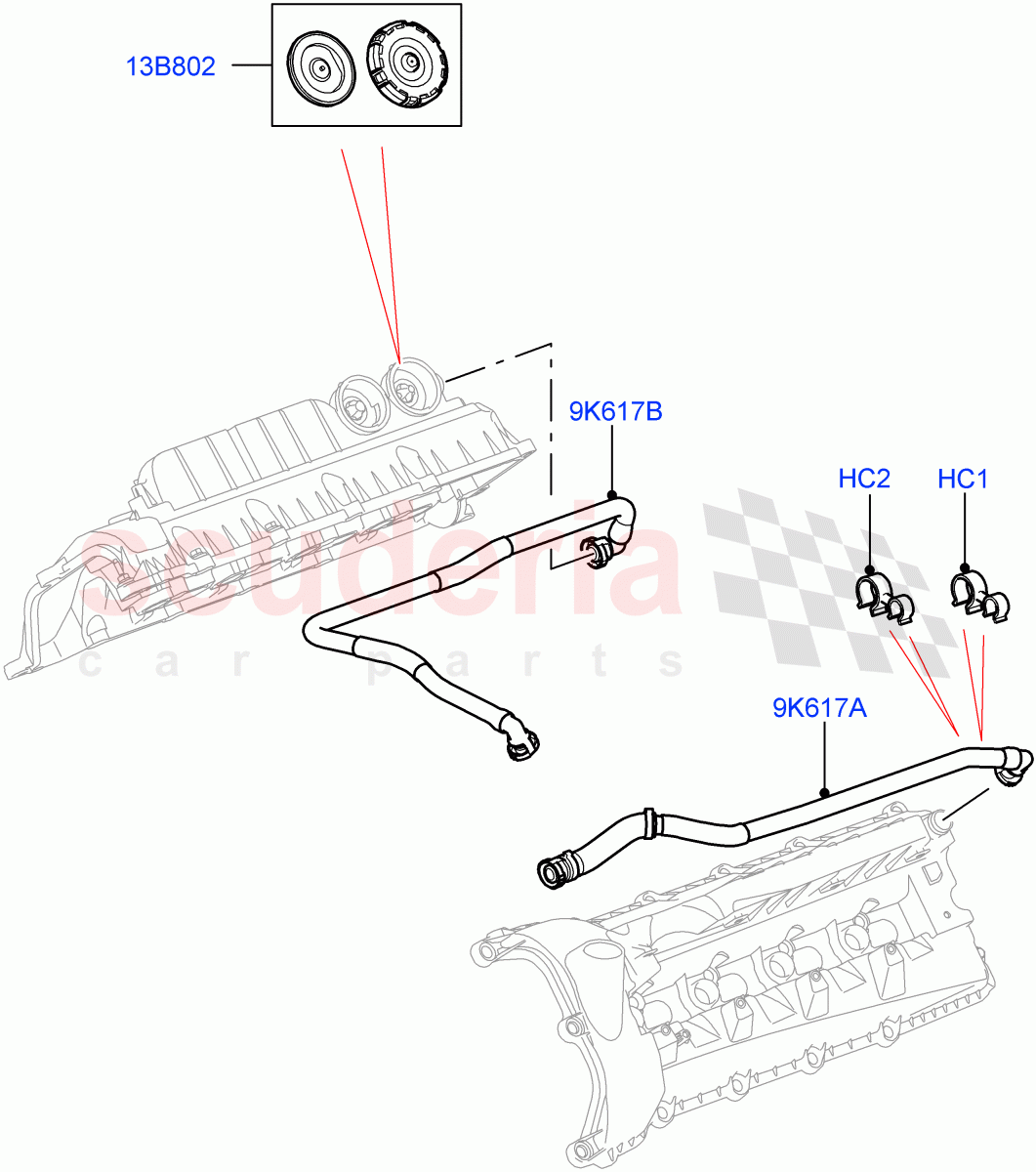 Emission Control - Crankcase (5.0L OHC SGDI NA V8 Petrol - AJ133) ((V) FROMAA000001) of Land Rover Land Rover Range Rover (2012-2021) [5.0 OHC SGDI NA V8 Petrol]