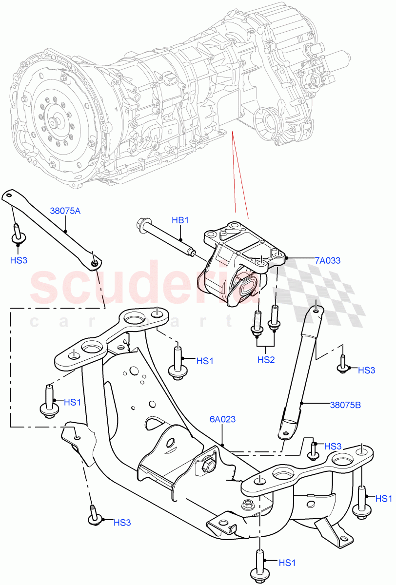 Transmission Mounting(Nitra Plant Build)(3.0 V6 Diesel)((V)FROMK2000001) of Land Rover Land Rover Discovery 5 (2017+) [3.0 DOHC GDI SC V6 Petrol]