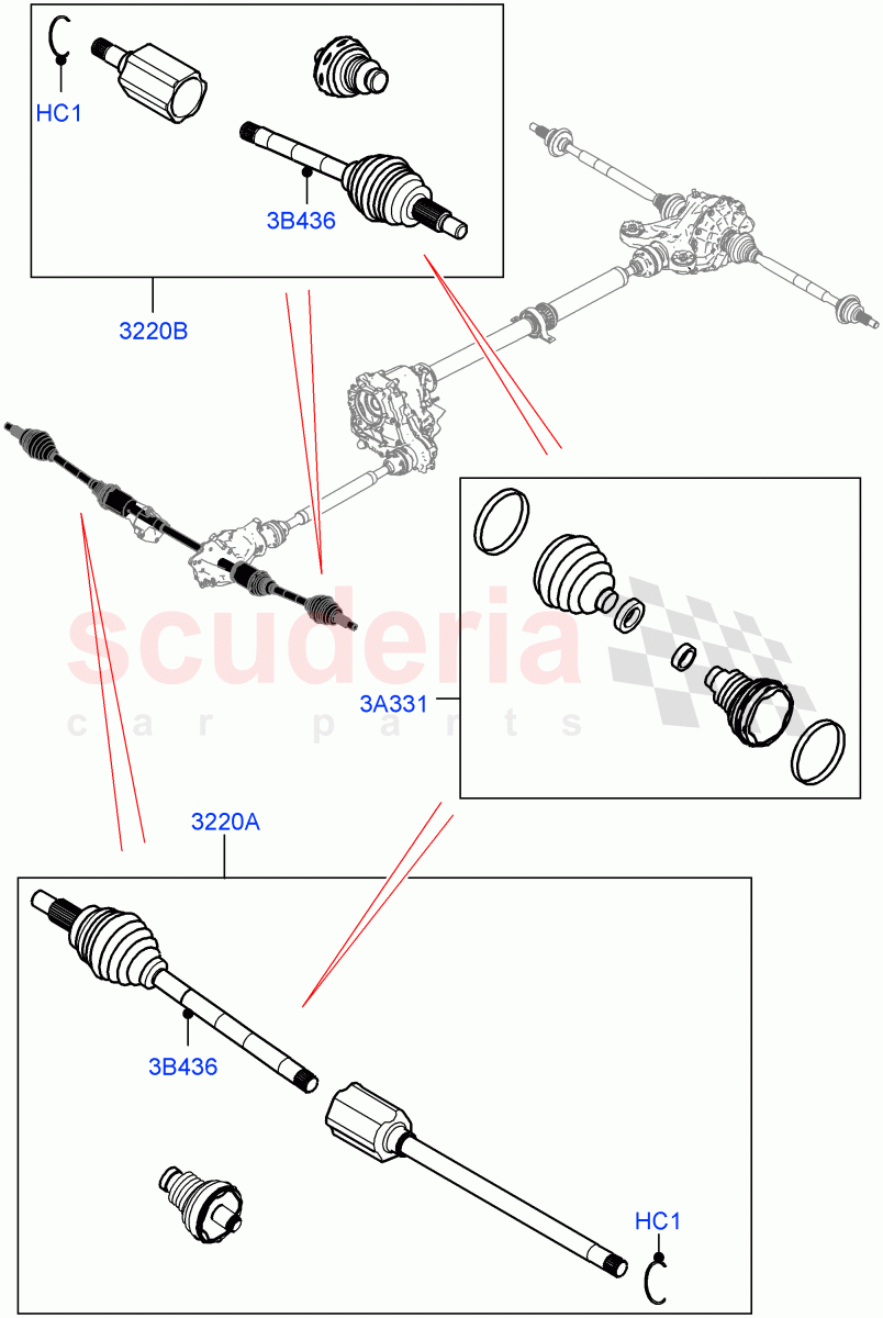 Drive Shaft - Front Axle Drive(Driveshaft) of Land Rover Land Rover Range Rover Velar (2017+) [5.0 OHC SGDI SC V8 Petrol]