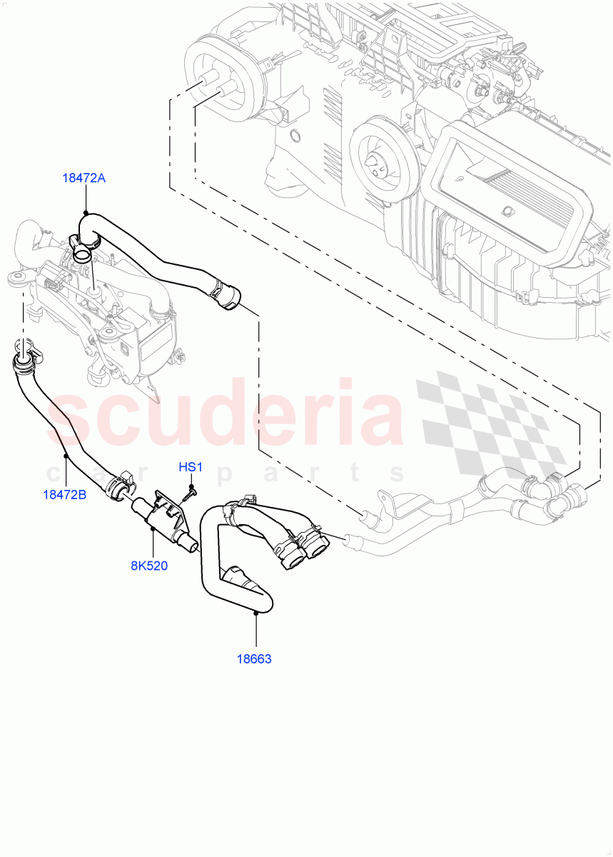 Heater Hoses(Front)(4.4L DOHC DITC V8 Diesel,With Fuel Fired Heater)((V)TOHA999999) of Land Rover Land Rover Range Rover (2012-2021) [4.4 DOHC Diesel V8 DITC]