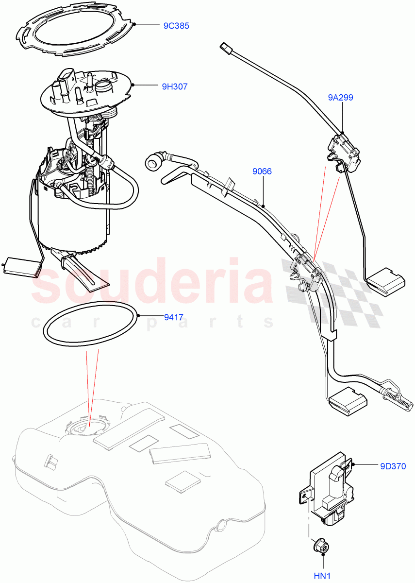 Fuel Pump And Sender Unit(2.0L I4 Mid AJ200 Petrol E100)((V)FROMJH000001) of Land Rover Land Rover Discovery Sport (2015+) [2.0 Turbo Petrol AJ200P]