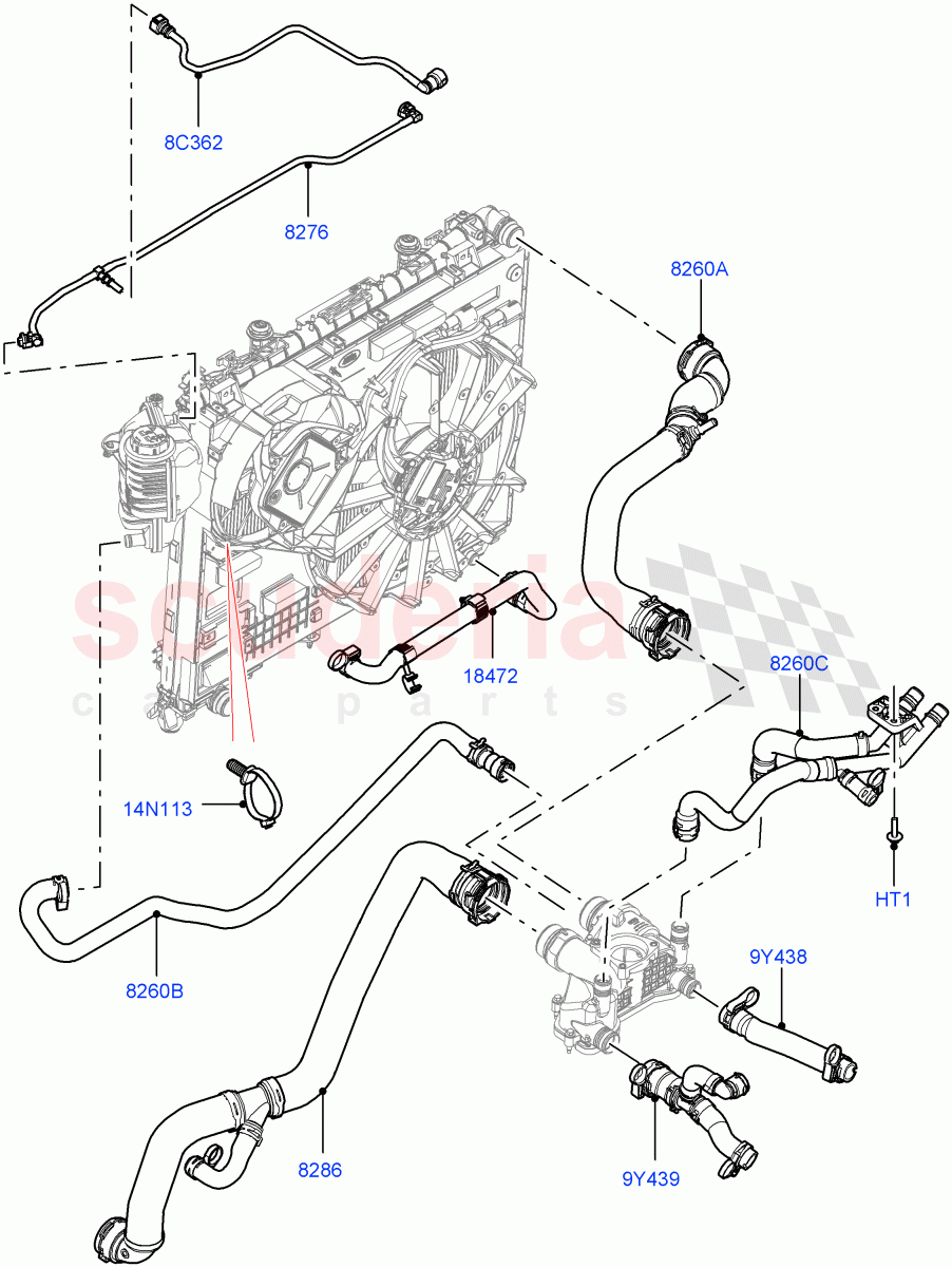 Cooling System Pipes And Hoses(4.4L DOHC DITC V8 Diesel,Less Active Tranmission Warming)((V)FROMKA000001) of Land Rover Land Rover Range Rover Sport (2014+) [4.4 DOHC Diesel V8 DITC]