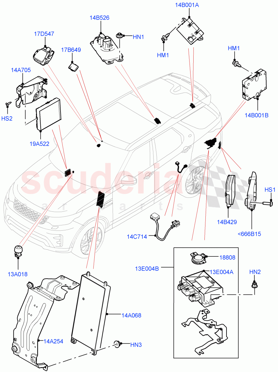 Vehicle Modules And Sensors (Solihull Plant Build) ((V) FROMHA000001) of Land Rover Land Rover Discovery 5 (2017+) [2.0 Turbo Petrol AJ200P]