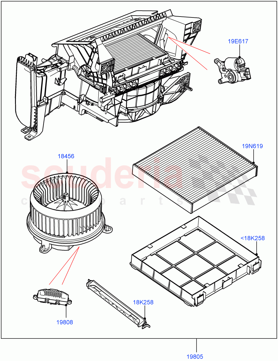 Heater/Air Cond.Internal Components(Auxiliary Heater)((V)FROMMA000001) of Land Rover Land Rover Range Rover Velar (2017+) [2.0 Turbo Diesel]