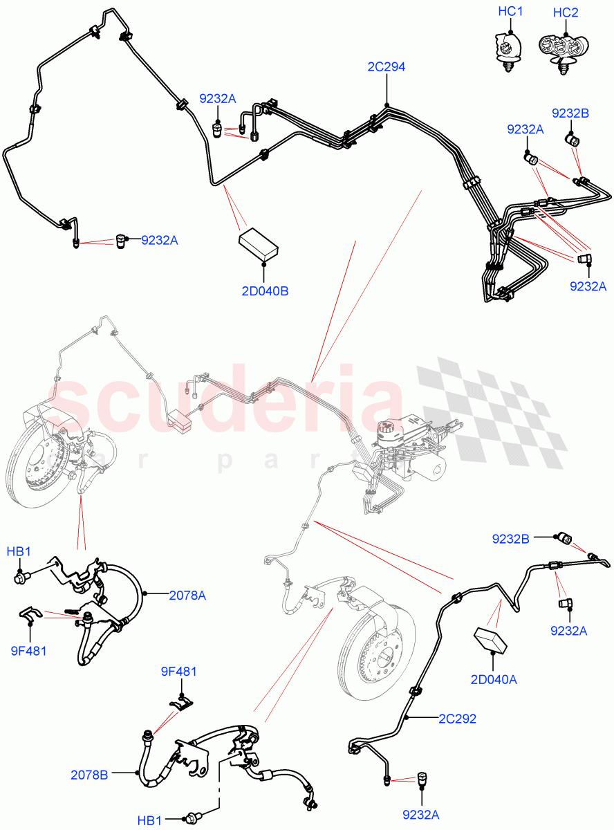 Front Brake Pipes(Nitra Plant Build)(LHD)((V)FROMM2000001) of Land Rover Land Rover Discovery 5 (2017+) [3.0 DOHC GDI SC V6 Petrol]