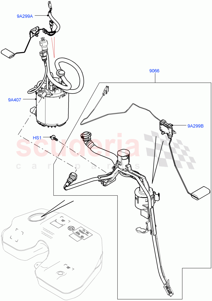 Fuel Pump And Sender Unit(3.0 V6 D Gen2 Twin Turbo,3.0 V6 D Low MT ROW,3.0 V6 D Gen2 Mono Turbo,3.0 V6 Diesel Electric Hybrid Eng)((V)FROMFA000001,(V)TOGA999999) of Land Rover Land Rover Range Rover Sport (2014+) [3.0 Diesel 24V DOHC TC]