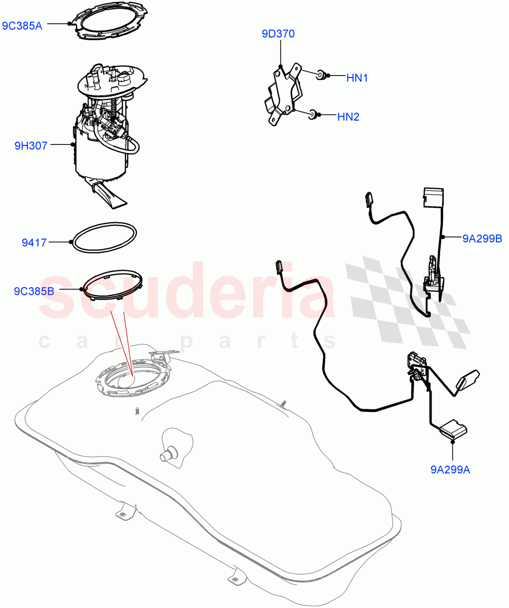 Fuel Pump And Sender Unit(1.5L AJ20P3 Petrol High PHEV,Halewood (UK))((V)FROMLH000001) of Land Rover Land Rover Discovery Sport (2015+) [1.5 I3 Turbo Petrol AJ20P3]