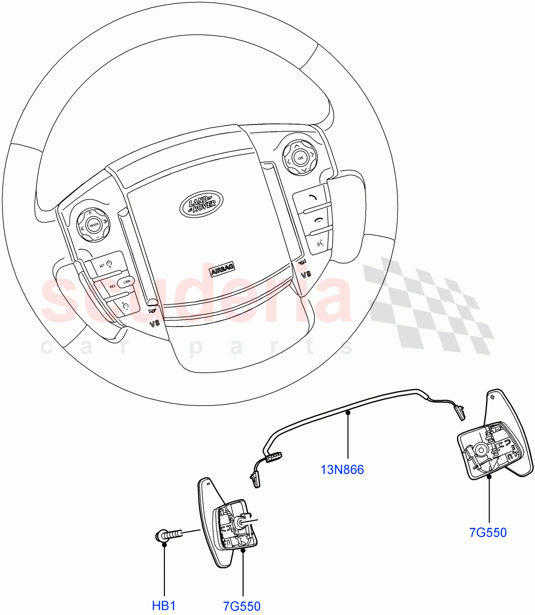 Gear Change-Automatic Transmission(Steering Wheel)(3.0 V6 Diesel,6 Speed Auto Transmission ZF 6HP28,5.0L OHC SGDI SC V8 Petrol - AJ133,5.0L OHC SGDI NA V8 Petrol - AJ133)((V)FROMAA000001) of Land Rover Land Rover Range Rover Sport (2010-2013) [5.0 OHC SGDI SC V8 Petrol]