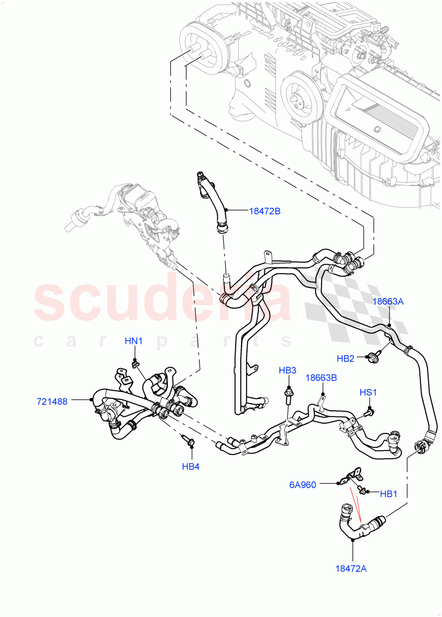 Heater Hoses(2.0L I4 High DOHC AJ200 Petrol,Fuel Heater W/Pk Heat With Remote,Fuel Fired Heater With Park Heat,With Fuel Fired Heater) of Land Rover Land Rover Defender (2020+) [5.0 OHC SGDI SC V8 Petrol]