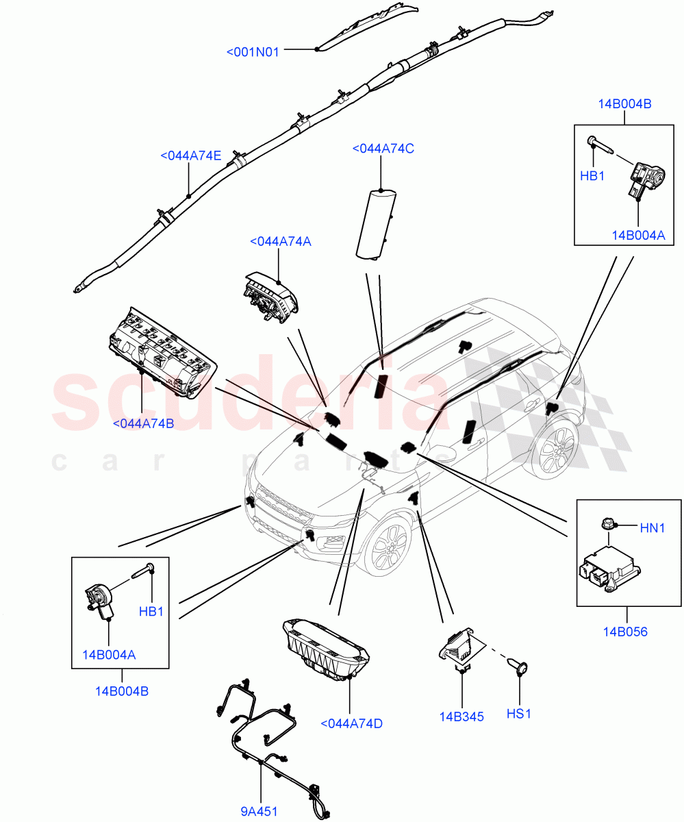 Airbag System(Itatiaia (Brazil))((V)FROMGT000001) of Land Rover Land Rover Range Rover Evoque (2012-2018) [2.0 Turbo Petrol GTDI]